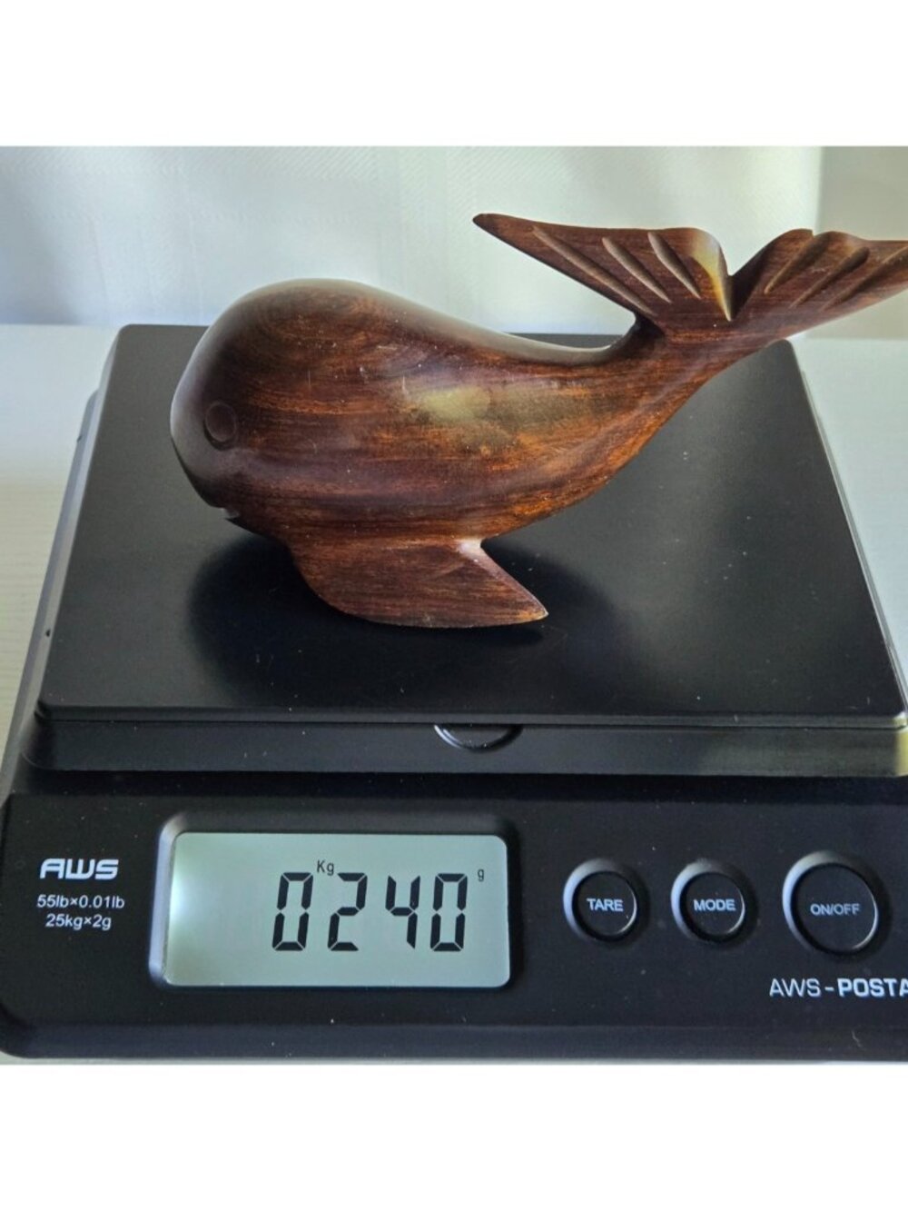 Wooden Whale Figurine Hand Carved Wood Ocean Nautical Sculpture - Picture 8 of 8